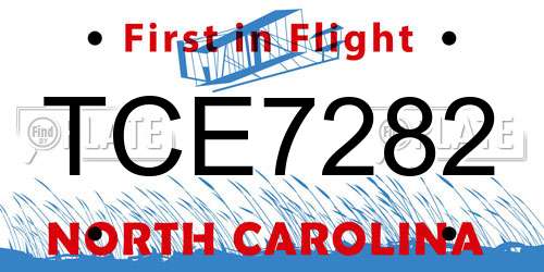 TCE7282 North Carolina License Plate