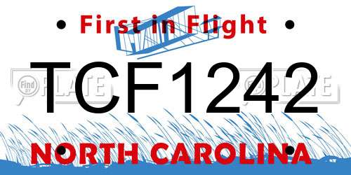 TCF1242 North Carolina License Plate