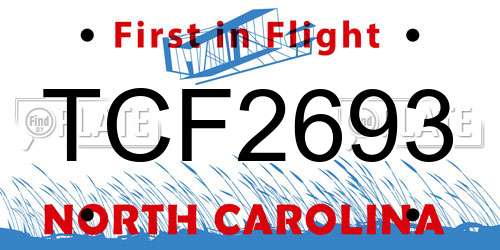 TCF2693 North Carolina License Plate