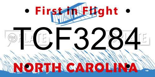 TCF3284 North Carolina License Plate