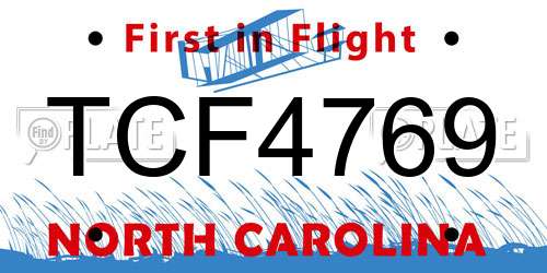 TCF4769 North Carolina License Plate