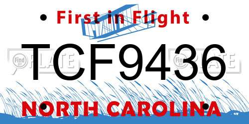 TCF9436 North Carolina License Plate