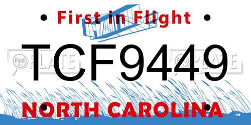 TCF9449 North Carolina License Plate