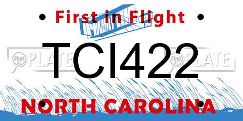 TCI422 North Carolina License Plate
