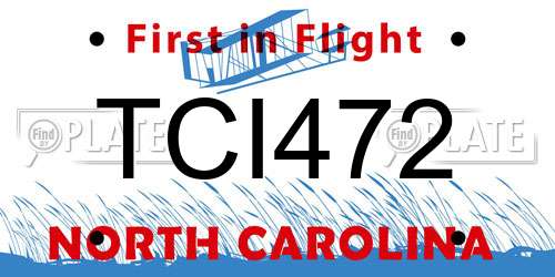 TCI472 North Carolina License Plate