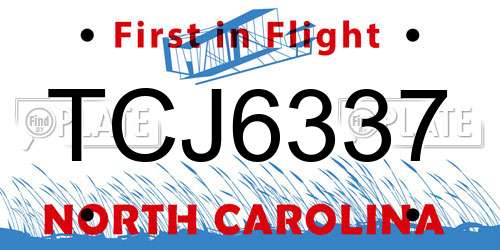 TCJ6337 North Carolina License Plate