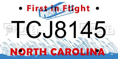 TCJ8145 North Carolina License Plate