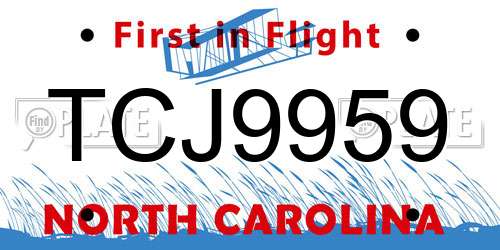 TCJ9959 North Carolina License Plate