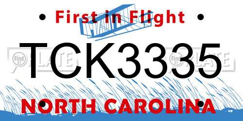 TCK3335 North Carolina License Plate