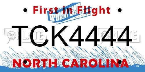 TCK4444 North Carolina License Plate