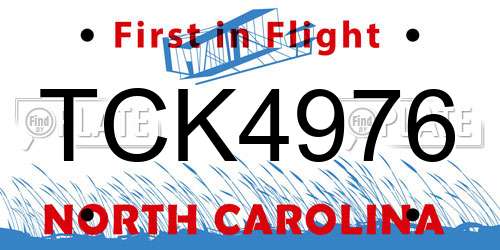 TCK4976 North Carolina License Plate