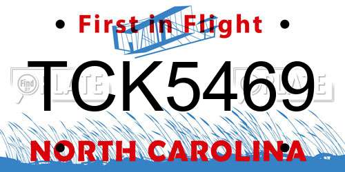 TCK5469 North Carolina License Plate