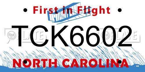 TCK6602 North Carolina License Plate