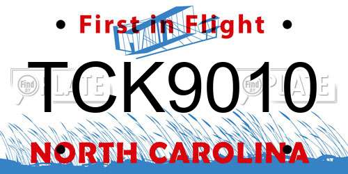TCK9010 North Carolina License Plate