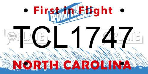 TCL1747 North Carolina License Plate