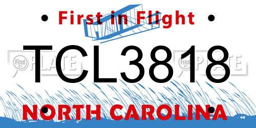 TCL3818 North Carolina License Plate