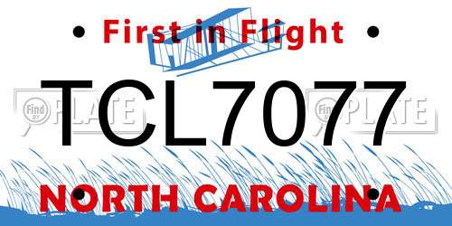TCL7077 North Carolina License Plate