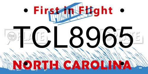 TCL8965 North Carolina License Plate