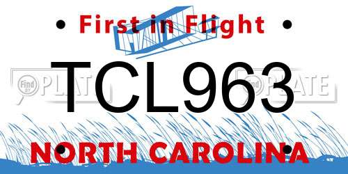 TCL963 North Carolina License Plate
