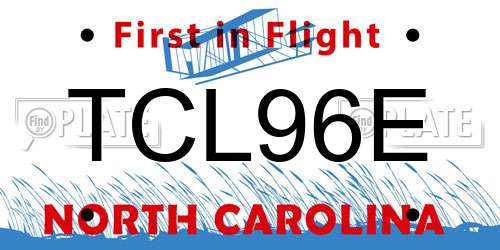 TCL96E North Carolina License Plate