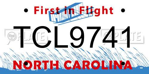 TCL9741 North Carolina License Plate