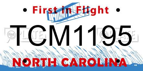 TCM1195 North Carolina License Plate