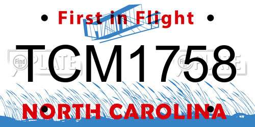 TCM1758 North Carolina License Plate