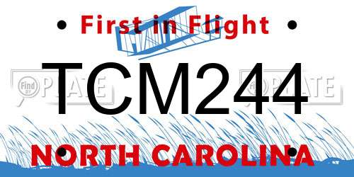 TCM244 North Carolina License Plate
