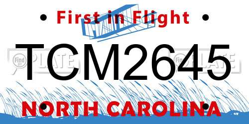 TCM2645 North Carolina License Plate