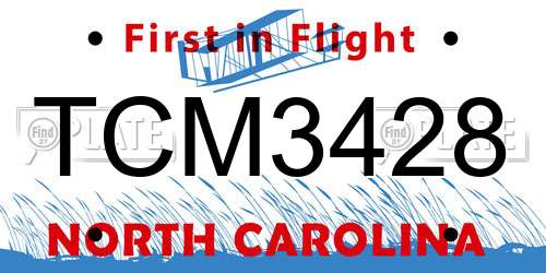 TCM3428 North Carolina License Plate