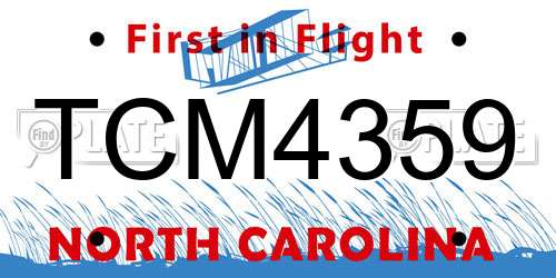 TCM4359 North Carolina License Plate
