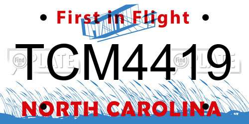 TCM4419 North Carolina License Plate