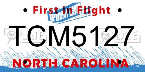 TCM5127 North Carolina License Plate