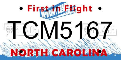 TCM5167 North Carolina License Plate