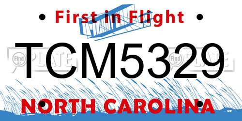 TCM5329 North Carolina License Plate
