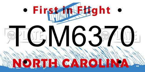 TCM6370 North Carolina License Plate