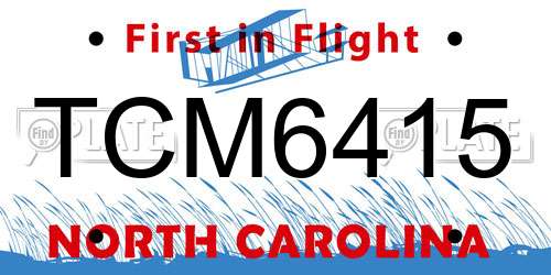 TCM6415 North Carolina License Plate