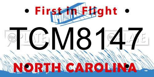 TCM8147 North Carolina License Plate