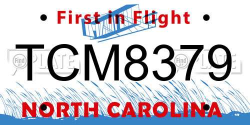 TCM8379 North Carolina License Plate