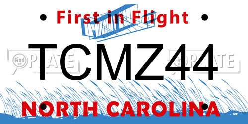 TCMZ44 North Carolina License Plate