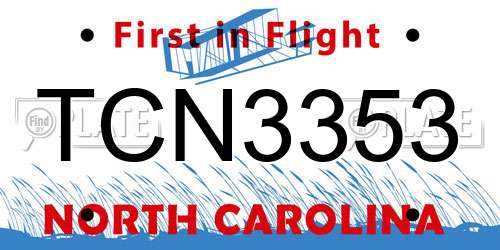 TCN3353 North Carolina License Plate
