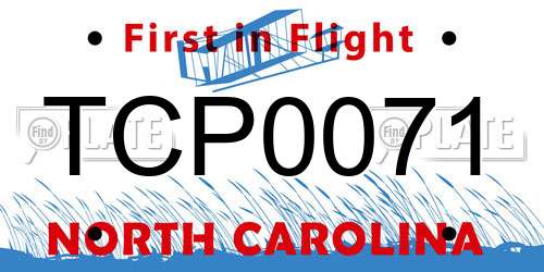 TCP0071 North Carolina License Plate