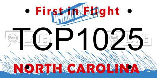 TCP1025 North Carolina License Plate