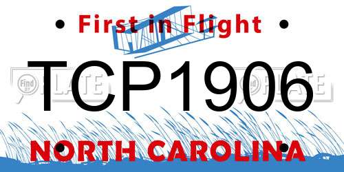 TCP1906 North Carolina License Plate
