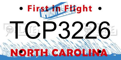 TCP3226 North Carolina License Plate
