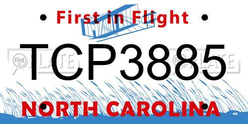 TCP3885 North Carolina License Plate