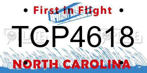 TCP4618 North Carolina License Plate