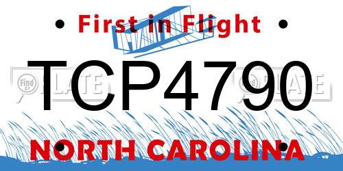 TCP4790 North Carolina License Plate