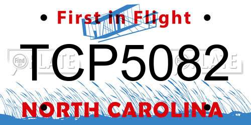 TCP5082 North Carolina License Plate
