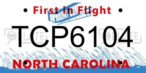 TCP6104 North Carolina License Plate